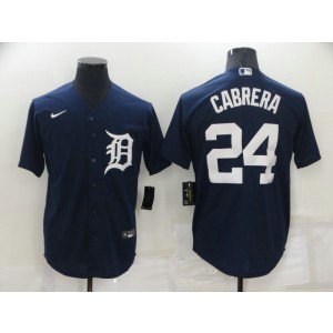 MLB Tigers 24 Miguel Cabrera Navy Nike Cool Base Men Jersey