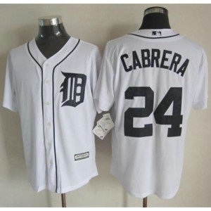 MLB Tigers 24 Miguel Cabrera New White Cool Base Men Jersey