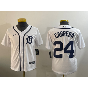 MLB Tigers 24 Miguel Cabrera White Nike Cool Base Youth Jersey