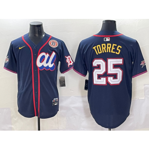 MLB Tigers 25 Torres Navy American League 2025 All Star Nike Cool Base Men Jersey