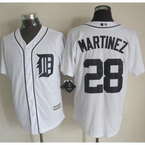 MLB Tigers 28 J. D. Martinez New White Cool Base Men Jersey