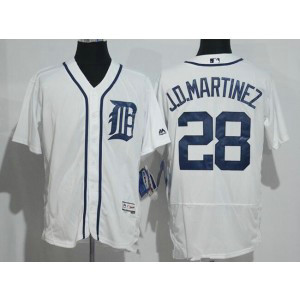 MLB Tigers 28 J. D. Martinez White 2016 Flexbase Men Jersey