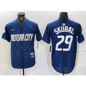 MLB Tigers 29 Skubal Blue 2024 City Connect Nike Cool Base Men Jersey