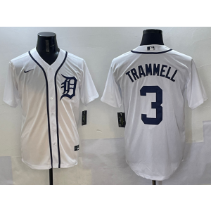 MLB Tigers 3 Trammell White Nike Cool Base Men Jersey