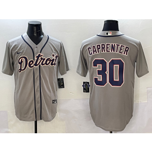 MLB Tigers 30 Carpenter Grey Nike Cool Base Men Jersey