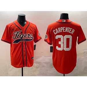 MLB Tigers 30 Carpenter Orange Nike Cool Base Men Jersey