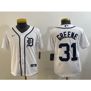MLB Tigers 31 GREENE White Nike Cool Base Youth Jersey