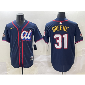 MLB Tigers 31 Riley Greene Navy American League 2025 All Star Nike Cool Base Men Jersey