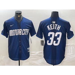 MLB Tigers 33 Keith Blue 2024 City Connect Nike Cool Base Men Jersey MLB Tigers 33 Keith Blue 2024 City Connect Nike Cool Base Men Jersey