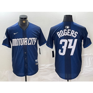 MLB Tigers 34 Rodgers Blue 2024 City Connect Nike Cool Base Men Jersey MLB Tigers 34 Rodgers Blue 2024 City Connect Nike Cool Base Men Jersey