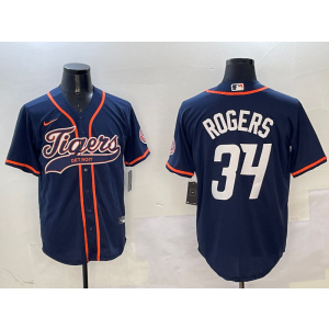 MLB Tigers 34 Rodgers Navy Nike Cool Base Men Jersey