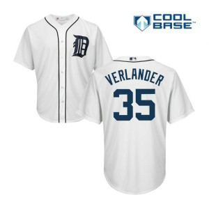 MLB Tigers 35 Justin Verlander White Cool Base Men Jersey MLB Tigers 35 Justin Verlander White Cool Base Men Jersey