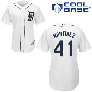 MLB Tigers 41 Victor Martinez White Cool Base Men Jersey