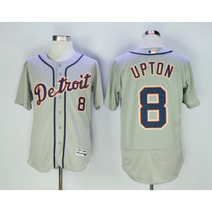 MLB Tigers 8 Justin Upton Grey Flexbase Men Jersey