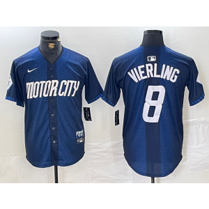 MLB Tigers 8 Vierling Blue 2024 City Connect Nike Cool Base Men Jersey MLB Tigers 8 Vierling Blue 2024 City Connect Nike Cool Base Men Jersey