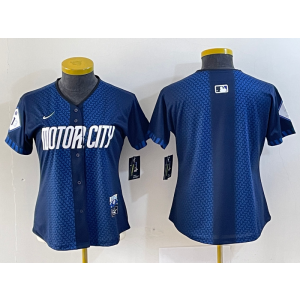 MLB Tigers Blank Blue City Connect Nike Cool Base Women Jersey