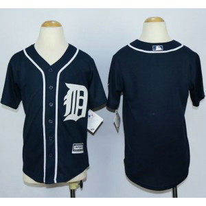 MLB Tigers Blank Navy Blue Cool Base Youth Jersey