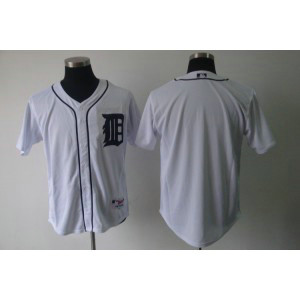 MLB Tigers Blank White Cool Base Men Jersey