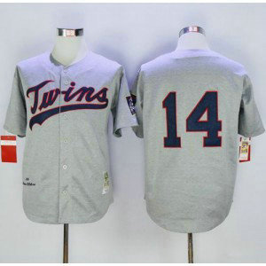 MLB Twins 14 Kent Hrbek Grey 1969 Mitchell and Ness Throwback Men Jersey MLB Twins 14 Kent Hrbek Grey 1969 Mitchell and Ness Throwback Men Jersey