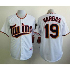 MLB Twins 19 Kennys Vargas White Home Cool Base Men Jersey