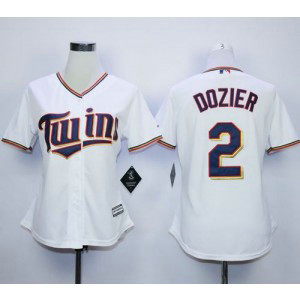 MLB Twins 2 Brian Dozier White Home Women Jersey