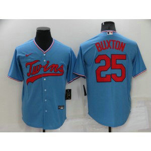 MLB Twins 25 Byron Buxton Blue Nike Cool Base Men Jersey