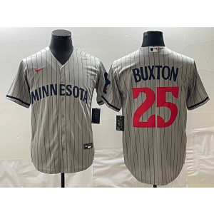 MLB Twins 25 Byron Buxton Grey Nike Cool Base Men Jersey