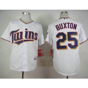 MLB Twins 25 Byron Buxton White Cool Base Men Jersey