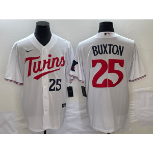MLB Twins 25 Byron Buxton White Nike Cool Base Men Jersey