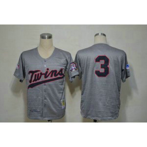 MLB Twins 3 Harmon Killebrew Grey 1969 Mitchell and Ness Throwback Men Jersey