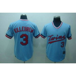 MLB Twins 3 Harmon Killebrew Light Blue Mitchell and Ness Throwback Men Jersey