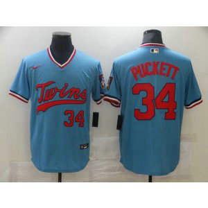 MLB Twins 34 Kirby Puckett Blue NikeTurn Back The Clock Men Jersey