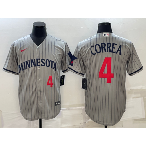 MLB Twins 4 CARLOS CORREA Grey Nike Cool Base Men Jersey