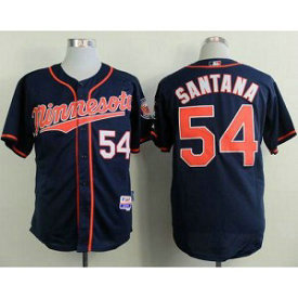 MLB Twins 54 Ervin Santana Navy Blue Alternate Road Cool Base Men Jersey
