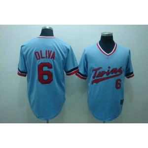MLB Twins 6 Tony Oliva Light Blue Mitchell and Ness Throwback Men Jersey