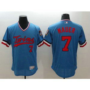 MLB Twins 7 Joe Mauer Light Blue 2016 Flexbase Men Jersey