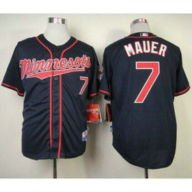 MLB Twins 7 Joe Mauer Navy Blue Cool Base Men Jersey
