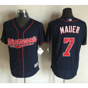 MLB Twins 7 Joe Mauer Navy Blue New Cool Base Men Jersey