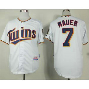 MLB Twins 7 Joe Mauer White Home Cool Base Men Jersey