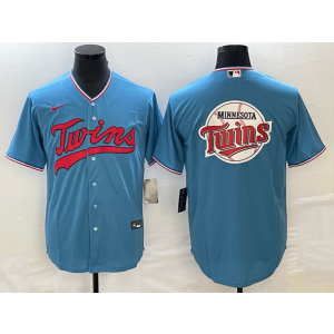 MLB Twins Blank Blue Baseball Logo Nike Cool Base Men Jersey