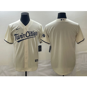 MLB Twins Blank Cream Nike Cool Base Men Jersey