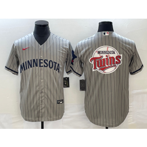 MLB Twins Blank Grey Baseball Logo Nike Cool Base Men Jersey