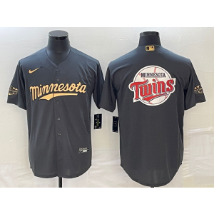 MLB Twins Blank Grey Baseball Logo Nike Cool Base Men Jerseys