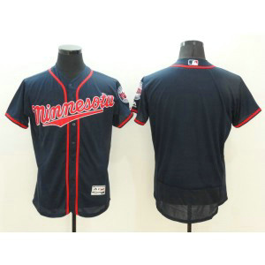 MLB Twins Blank Navy Blue Flexbase Men Jersey