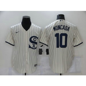MLB White Sox 10 Yoan Moncada 2021 Cream Field Of Dreams Cool Base Men Jersey
