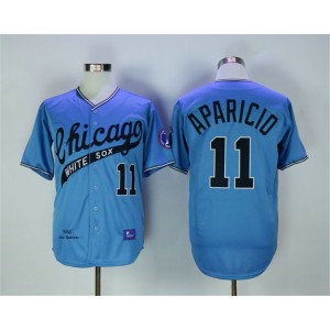 MLB White Sox 11 Luis Aparicio Blue 1968 Throwback Men Jersey