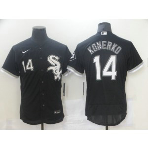 MLB White Sox 14 Paul Konerko Black Nike Flexbase Men Jersey