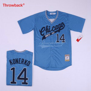 MLB White Sox 14 Paul Konerko Blue Retro Throwback Men Jersey