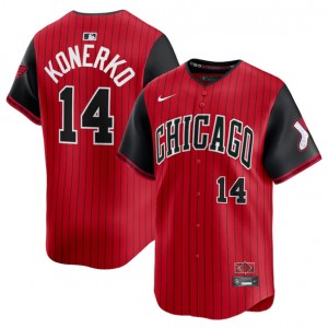 MLB White Sox 14 Paul Konerko Red Black 2025 City Connect Nike Cool Base Men Jersey