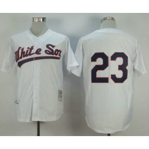 MLB White Sox 23 Robin Ventura White 1990 Mitchell and Ness Throwback Men Jersey
